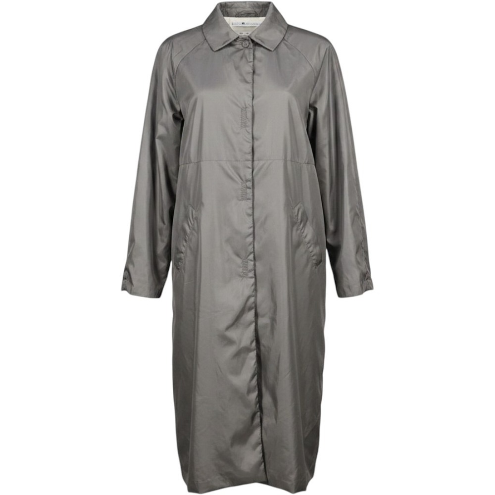 Vintage Tommy Hilfiger Trench Coat Rain Jacket Womens Large Gray Long Snaps 90's